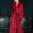 thumbnail image 2 of AOOCHASLIY Bath Robes for Women Clearance Adult Plush Robes Home Wear Flannel Nightgown Long Coral Velvet Bathrobe, 2 of 4