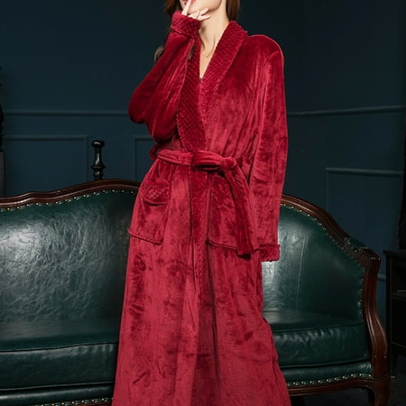 

EQWLJWE Adult Home Wear Flannel Nightgown Long Coral Velvet Bathrobe Robes Holiday Clearance