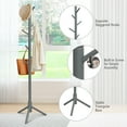 thumbnail image 4 of Giantex Wooden Coat Rack Standing, Coat Tree w/2 Adjustable Height, Hanger Stand w/8 Hooks for Clothes, Hats, Bags, Umbrellas, in Home, Office, Grey, 4 of 8