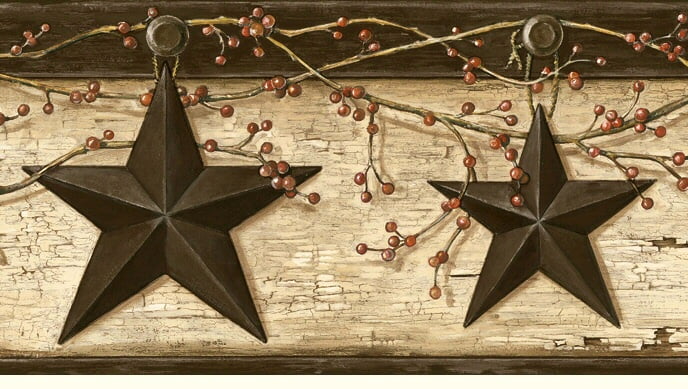 878333 Rustic Barn Star Ennis Sand Wallpaper Border PUR44602b