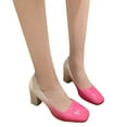 thumbnail image 5 of Nrmvnmi 2024 Women's Heels Chunky Block Heels Square Closed Toe Low Heels Dress Shoes Comfortable Wedding Party Office Pumps Shoe Pink Mothers Day Gifts, 5 of 9