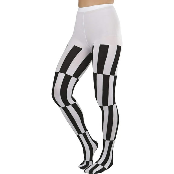 ToBeInStyle Women's Jazzy Striped Optical Illusion Tights - Black/White