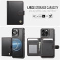 thumbnail image 3 of JEEHOOD Case For iPhone 16 Pro Max, RFID Blocking Compatible With MagSafe Detachable 2 In 1 Wallet With Snap fastening Card Holder,PU Leather Case,Kickstand Magnetic Protective Women Men Cover,Black, 3 of 8