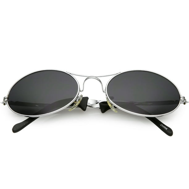 sunglass.la - True Vintage Oval Sunglasses Thin Metal Arms Double Nose ...