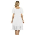 thumbnail image 4 of WBQ Women's Nightgown Short Sleeve Nightdress Comfy Pleated Sleep Shirt Lace Trim Square Neck Nightshirt, 4 of 6