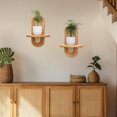 thumbnail image 5 of Floating Shelves for Wall, Boho Home Wall Decor,Rattan Plant Shelf Set of 2, Mid Century Small Decorative Shelf, Natural Wood Shelves for Living Room,Bedroom,House,Office (Natural), 5 of 7