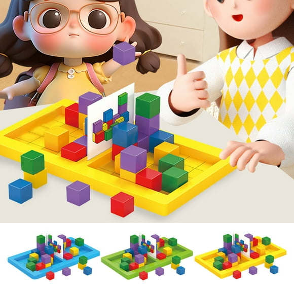 Kids Cube Building Block Game 2 Players Battle Geometric Cube Stacking Matching Parent-child Interactive Board Game Educational Toy Boys Girls Gift