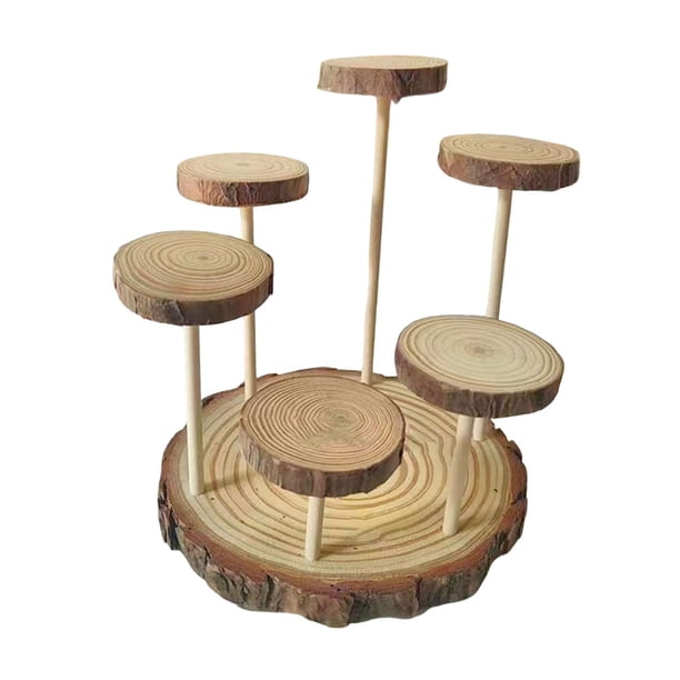 Expositor de madera con soporte de exhibición, vitrina, estante de exhibición multifunción de varios niveles 6 plataformas