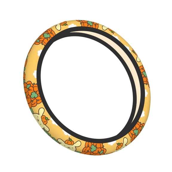 Lsque Sanrio Pattern Elastic Stretch Steering Wheel Cover,Universal 15 inch, Microfiber Breathable Ice Silk, Anti-Slip, Odorless, Easy Carry