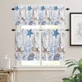 thumbnail image 2 of Coastal Curtain Tier and Valance Set for Nautical Kitchen,3 Piece Rod Pocket Short Window Curtains-36inch Length,Sea Starfish Small Window Treatments Tiers for Half Cafe Windows/Bedroom/Bathroom, 2 of 5