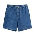 thumbnail image 2 of Elastic Waist Jean Shorts for Women with Pockets Wide Leg Stretchy Loose Fit Trendy Casual Faux Denim Shorts (XL, Blue), 2 of 8