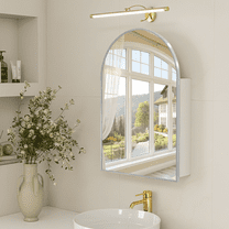 Arched Medicine Cabinet with Mirror,Silver Bathroom Mirrored Medicine Cabinet Organizer,Bath Vanity Mirror with Storage,Aluminum Wall Mount with Adjustable Shelves,20 x30 inch