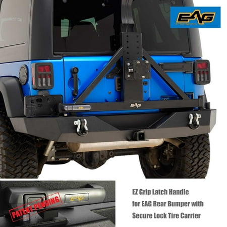 EAG Rear Bumper Full Width with EZ-Grip Lock Tire Carrier - fits 07-18 Jeep Wrangler