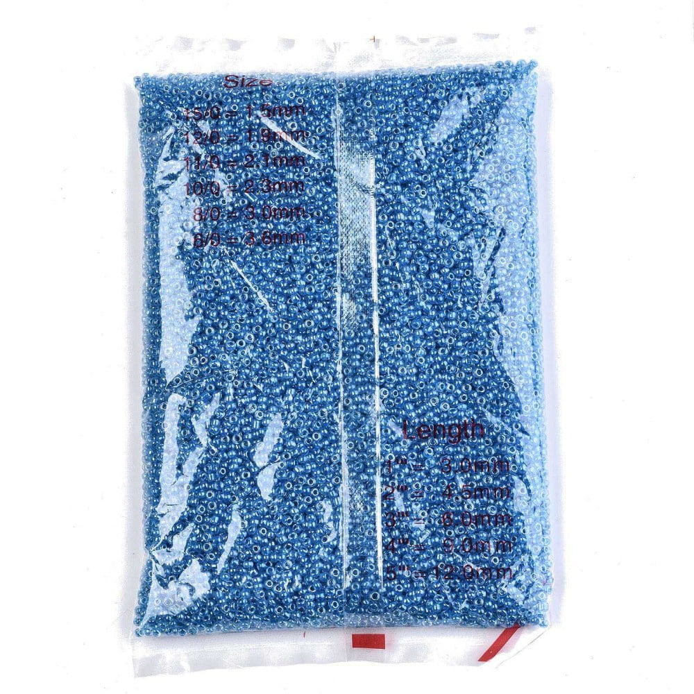 8/0 Glass Seed Beads Transparent Inside Colours Luster Round Hole Round Dodger Blue 8/0 3~4x2~3mm Hole: 0.8mm about 15000pcs/bag