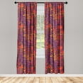 thumbnail image 3 of Ambesonne Floral Curtains, Blooming Marigolds Vintage, Pair of 28"x63", Dark Orange and Hot Pink, 3 of 5