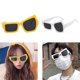 thumbnail image 1 of 2 piez sol de moda, estilo vintage asimétrico, protección , de resina para hombres, mujeres en pya, decoración de disfraces, amarillo Hugo Gafas de sol de fiesta novedosas, 1 of 9