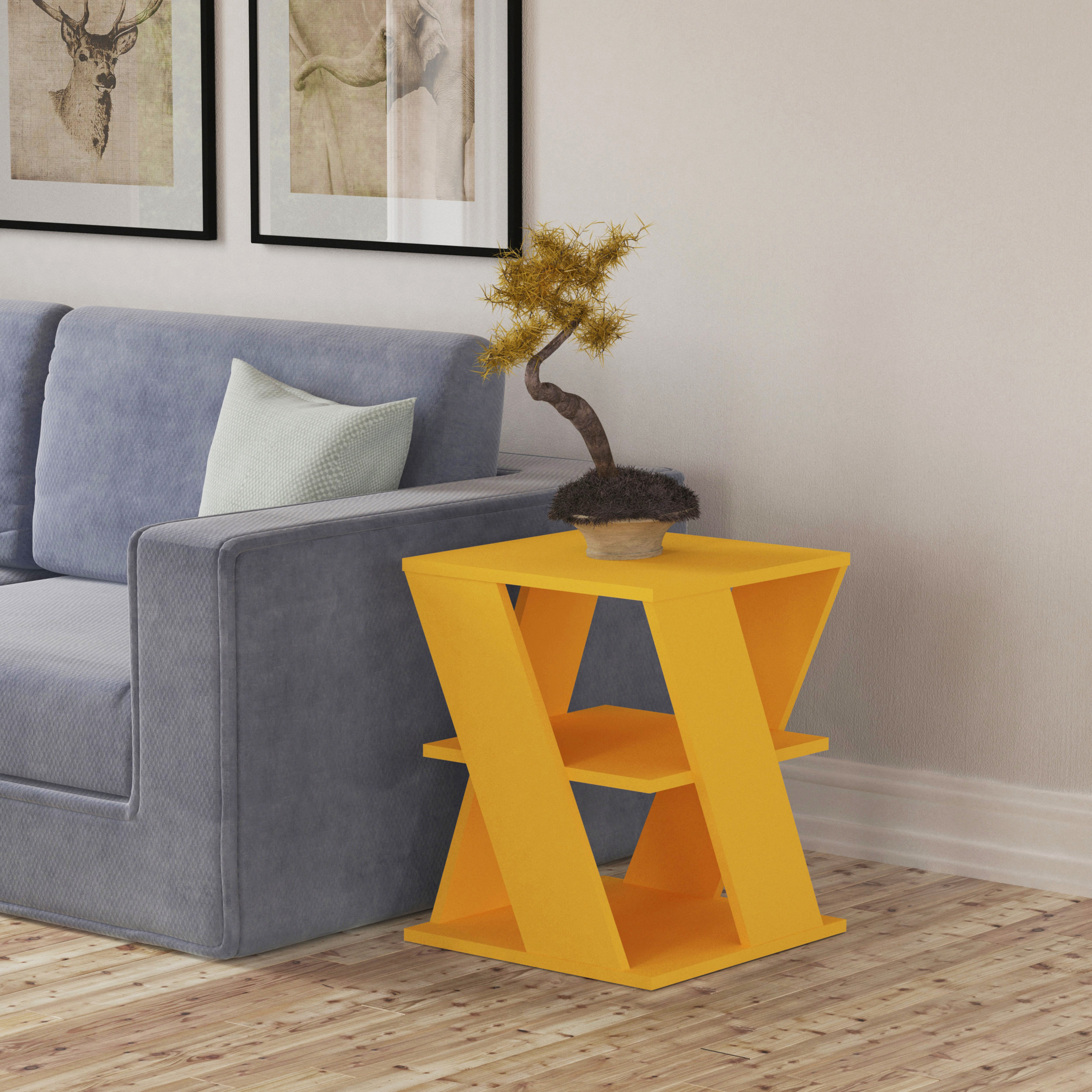 Ada Home Decor Furniture Mustard 2 Tier Scarlett Modern Side Table