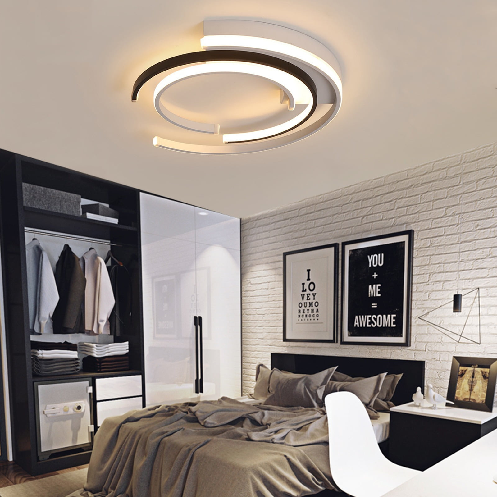 19.7'' 85-265V Modern Ceiling Light, Round LED Ceiling Light, Flush Mount Ceiling Fixture for Bedroom, Study, Staircase, Dining Room, or Office for Lighting and Decoration.