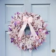 thumbnail image 4 of 15.7 Inch Artificial Christmas Wreath for Front Door Purple Flocked Xmas Wreath with Balls and Ribbon Bow Christmas Hanging Decorations for Wall Indoor Outdoor Home Window Decor, 4 of 9
