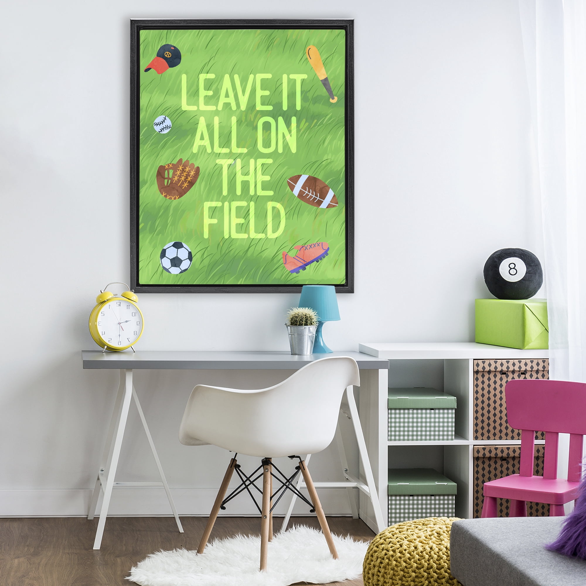 Stupell Industries Leave It On The Field Black Framed Floater Canvas Wall Art, design by Lil' Rue