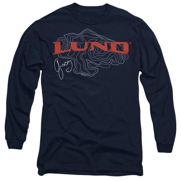 Lund Fish Finder Logo Unisex Adult Long-Sleeve T Shirt, Navy, 3X-Large