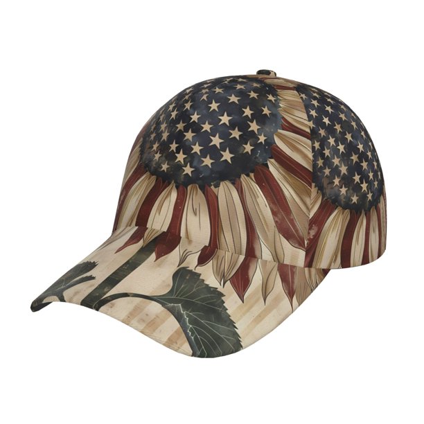 Balery USA Sunflower Flag Gorra de béisbol de tamaño ajustable para correr, entrenar y actividades al aire libre. Gorra de papá para todas las estaciones.