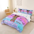 thumbnail image 3 of Castle Fairy Vibrant Rainbow Girl Duvet Cover King,Cartoon Butterfly King Bedding,Multi Tone Pink Purple,1 Duvet Cover and 2 Pillowcases, 3 of 6
