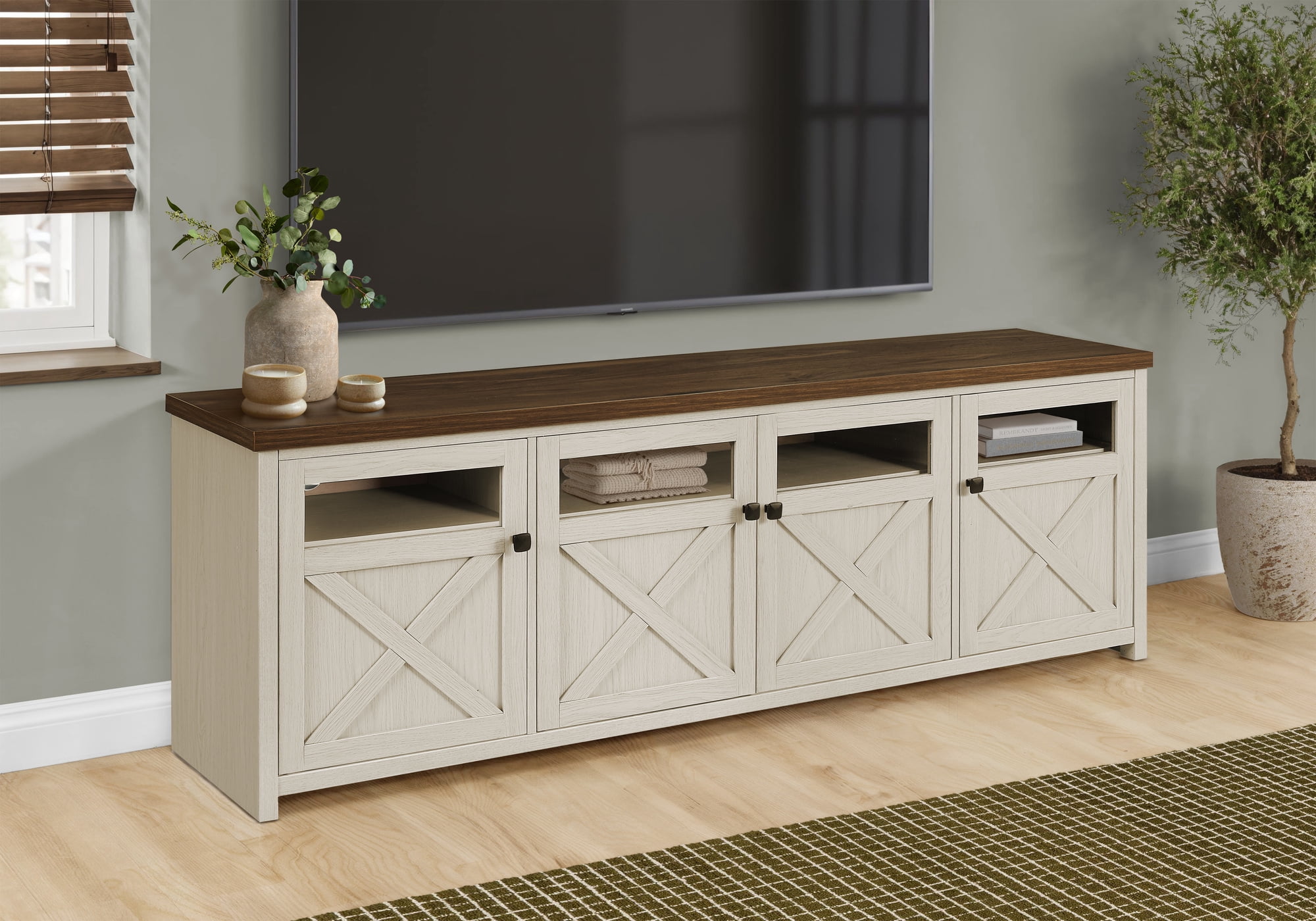 Monarch Specialties - I 2769 Tv Stand, 72 Inch, Console, Living Room, Bedroom, Washed Oak Laminate