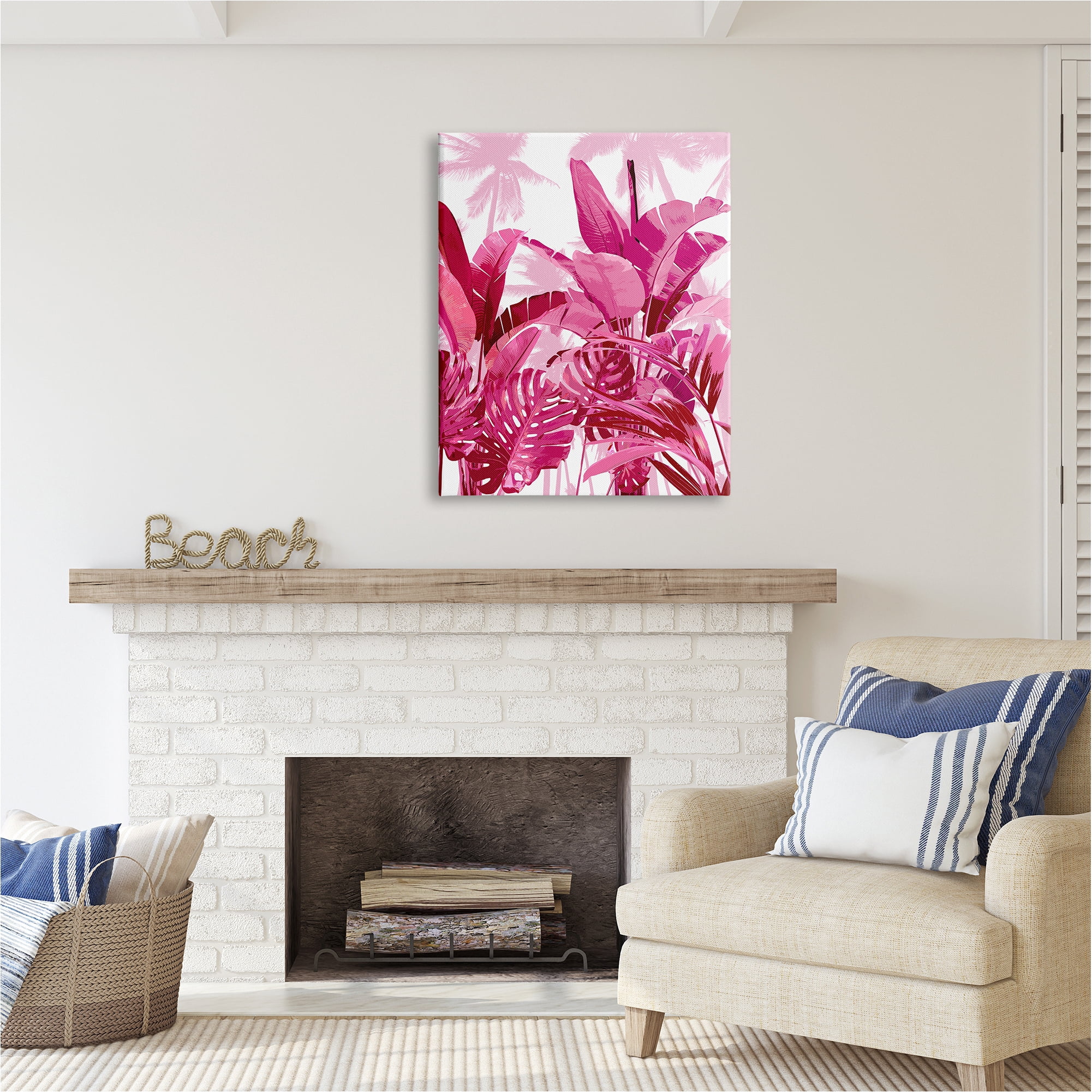 Stupell Industries Modern Pink Palms Botanical & Floral Painting Gallery Wrapped Canvas Art Print Wall Art, 30 x 40