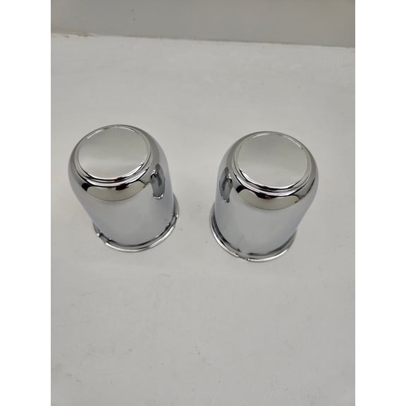 2- Chrome Metal Trailer Wheel Center Hub Cap Covers / 3.18 Bore / Chrome End Cap