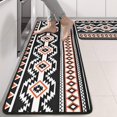 thumbnail image 2 of Kitchen Rugs Sets Of 2,Boho Orange and Black Geometric Ethnic Pattern Anti Fatigue Kitchen Mat Rugs Non Slip Washable,Decorative Kitchen Floor Mats for Kitchen,Sink,Laundry,17"x47"+17"x47", 2 of 5