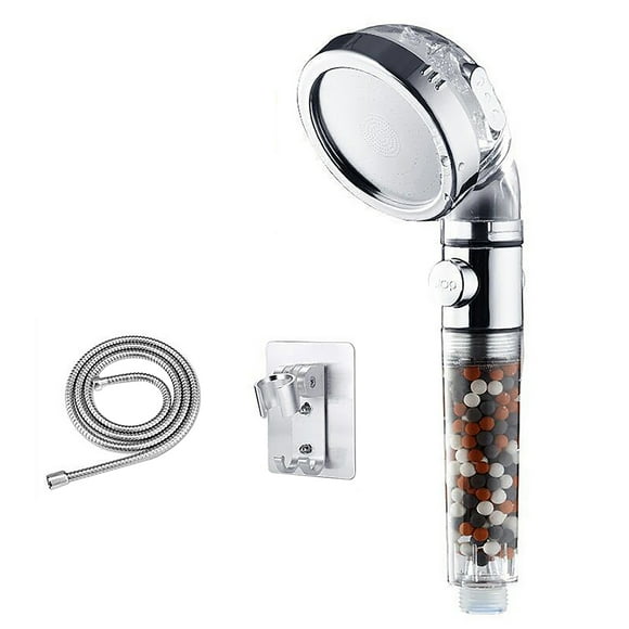 Pommeau de Douche Haute Pression Maison Pommeau de Douche à Main Filtre Ion Haute Pression Négatif Pulvérisation de Douche avec Tuyau Support de Tête d'Affichage en Aluminium