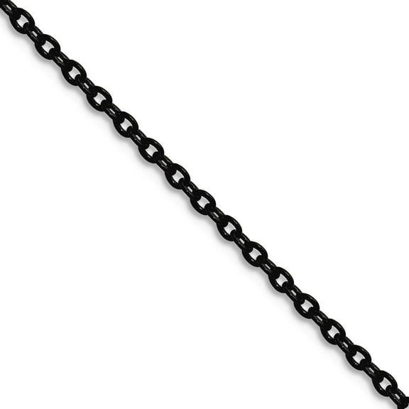 Stainless Steel Polished Black Ip Plated 1.9mm Cable Chain Necklace 20 Inch Chain Necklace for Women and Men