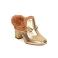 thumbnail image 1 of Women Polished Leatherette Fur Trim Mule - Dressy, Party, Costume - Block Heel Sandal - GD10 By Cape Robbin, 1 of 6