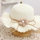 thumbnail image 4 of Sombrero de paja con flores y conjunto de bolsa de paja para mujer, de tela transpirable, con circunferencia de 56 a 58 cm, para verano y playa, 4 of 5