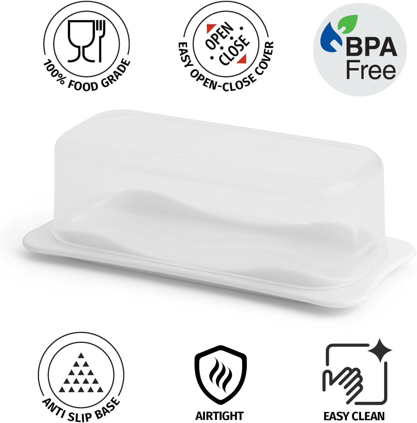 Signora Ware Plastic Butter Dish with Lid, Airtight Butter Holder