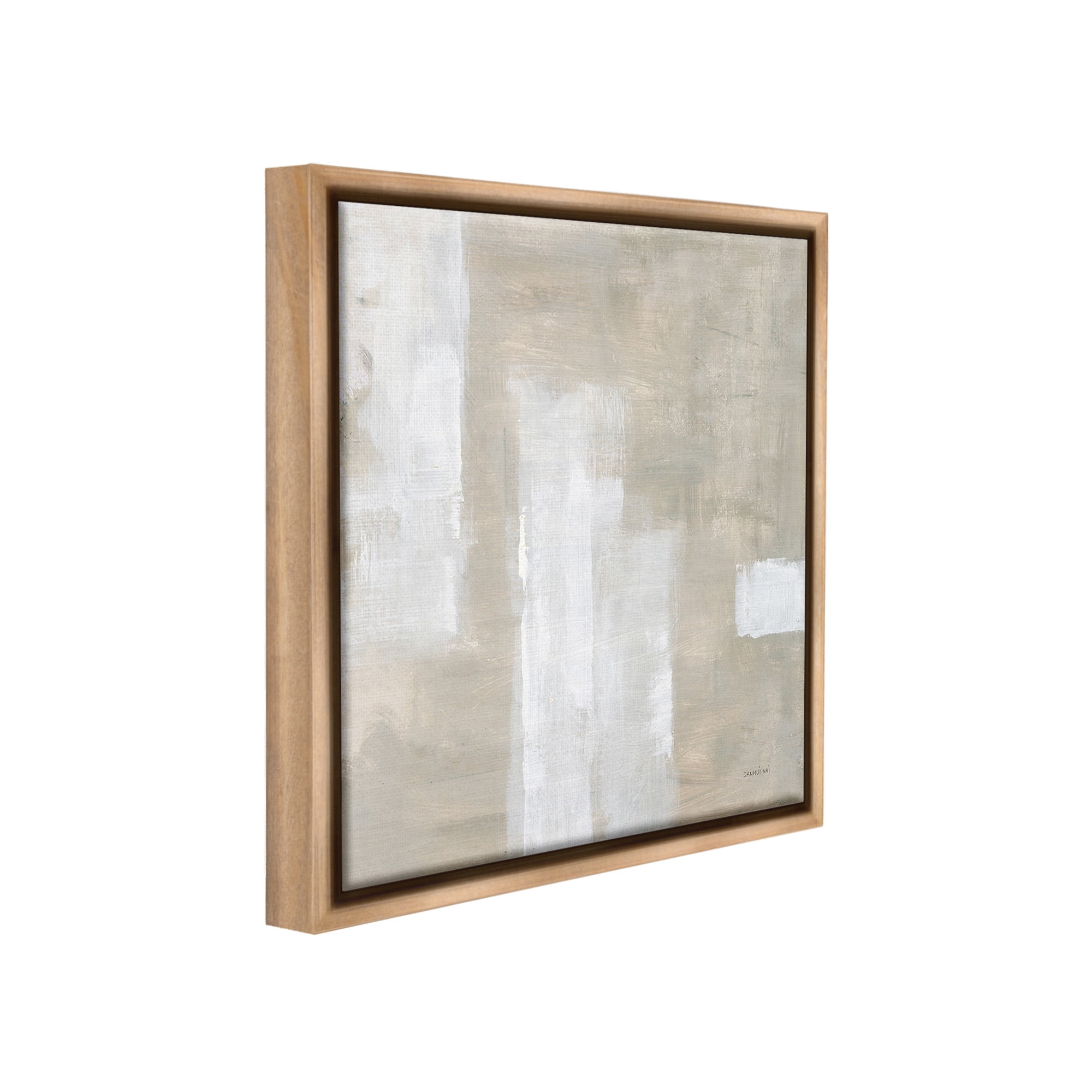 Stupell Industries Subtle Beige Abstract Abstract Painting Brown Floater Framed Canvas Art Print Wall Art, 18 x 18