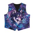 thumbnail image 4 of Garronmavis Galaxy Boys Suit Vest Warm Wolf V Neck Adjustable Back Strap Vests Lightweight Butterfly Sleeveless Slim Fit Casual Vests Outfit Fashion Boy's 3 Button Formal Suit Vest, 4 of 7
