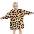 thumbnail image 3 of Beige and Black Of Leopard Print Blanket Hoodies for Kids 6-13YR Oversize Wearable Blanket Hoodies for Boys Girls Teens, 3 of 7