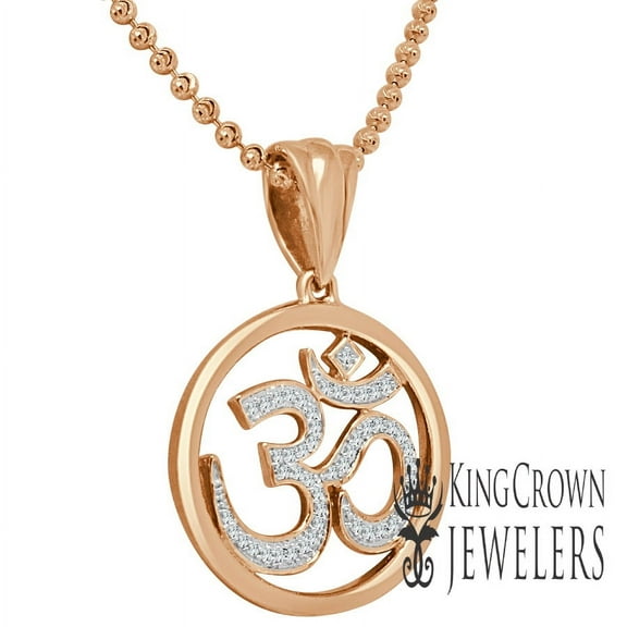 Genuine Diamonds OM Symbol Hindu Spiritual Yoga Mini Pendant 10K Rose Gold Tone Charm Set