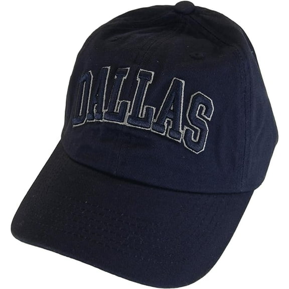 Dallas City Name Buckle Back Adjustable Cotton Baseball Cap (Navy/Navy Script)