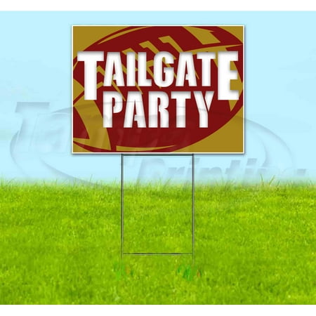 Tailgate Party Chiefs (18" x 24") Yard Sign, Includes Metal Step Stake