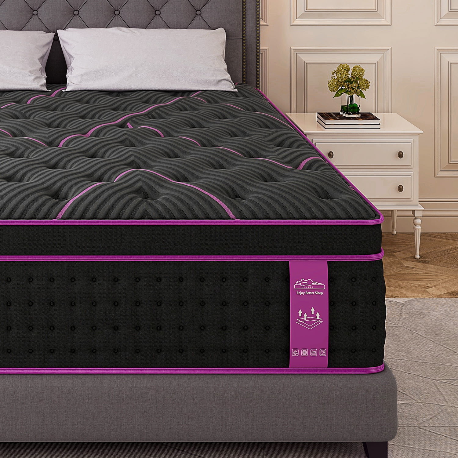 Skyhedon Queen Size Mattress 14inch Hybrid Mattress Medium Firm Gel Memory Foam Pocket Innerspring For Pressure Relief Motion Isolation,Adult