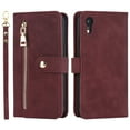 thumbnail image 5 of ELEHOLD Luxury Wallet Case for iPhone XR (6.1") Card Slots Zipper Purse Stand Function with Crossbody Strap Wrist Strap PU Leather Shockproof Case for iPhone XR,Winered, 5 of 7