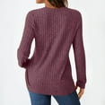 thumbnail image 5 of Holzkary Womens Henley Sweaters Lightweight Long Sleeve Shirts V Neck Tops with Button Fall Outfits 2025 Tunic Top New Solid Color Button Knit Fall Winter V Neck Long Sleeve Stripe Top Purple Xxl, 5 of 7