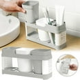 thumbnail image 5 of Ynlkorvg Toothbrush Holders Clearance, Toothpaste Set Stand Holder Rack Shelf Toothbrush Plastic Storage Cup Bathroom Bathroom Products Organization and Storage Gray, 5 of 6