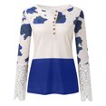 thumbnail image 4 of Tops Para Mujer Blusa Casual Elegante Camisas de Manga Larga Otoño Damas Moda Cuello Redondo Impreso Camiseta de Encaje Top Odeerbi  ODB169188, 4 of 5