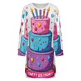 thumbnail image 5 of Birthday Cake with Lit Candles Women Elegant Long Sleeve Warm Dress Autumn Winter Sweater Dress Casual Pullover Mini Dresses, 5 of 7