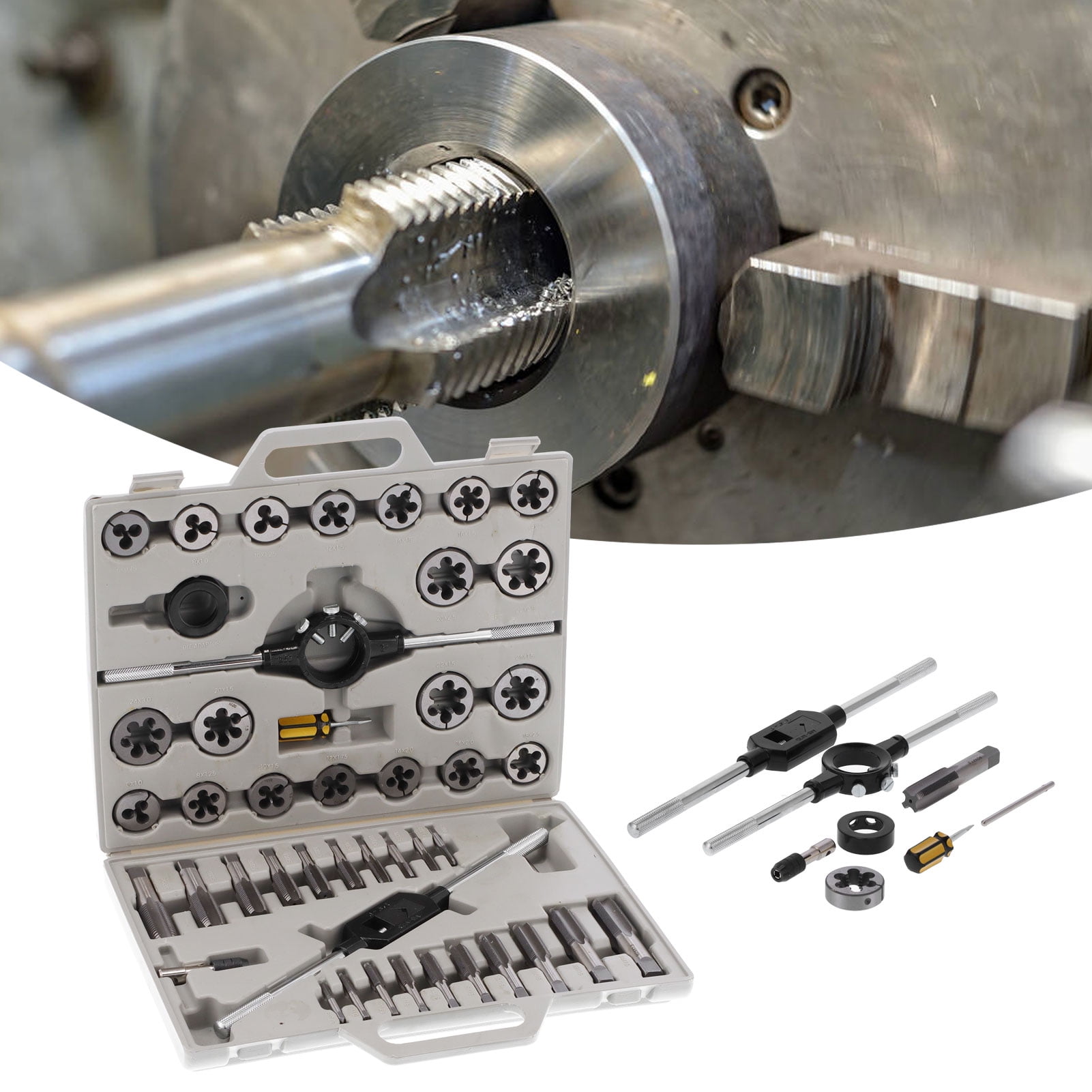 45Pcs Tap and Die Set, Standard Tap and Die Set with Storage Case, Essential Threading Tool Kit Tap Set and Die Tool Set for Homeowners Mechanics