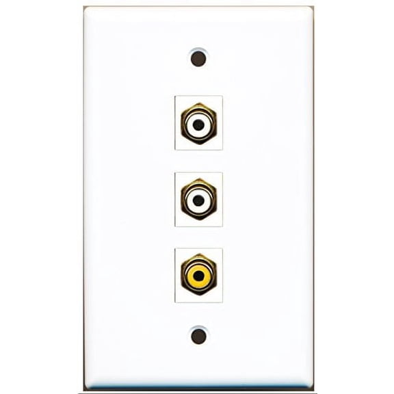 RiteAV - 2 Port RCA White and 1 Port RCA Yellow Wall Plate
